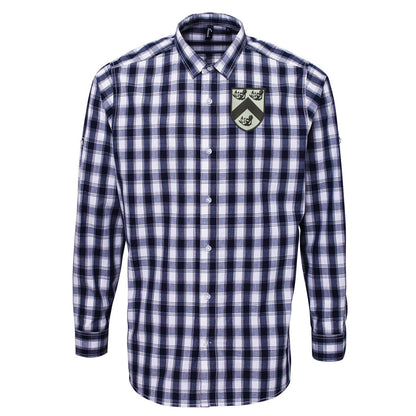 Retro Grimsby 1884 Embroidered Long Sleeve Mulligan Check Shirt