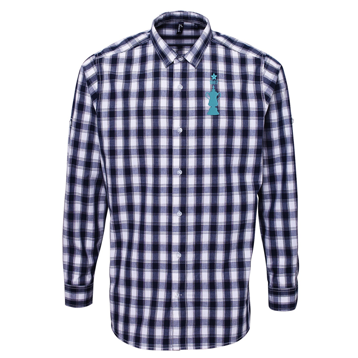Retro Coventry FA Cup Winners Long Sleeve Embroidered Mulligan Check Shirt