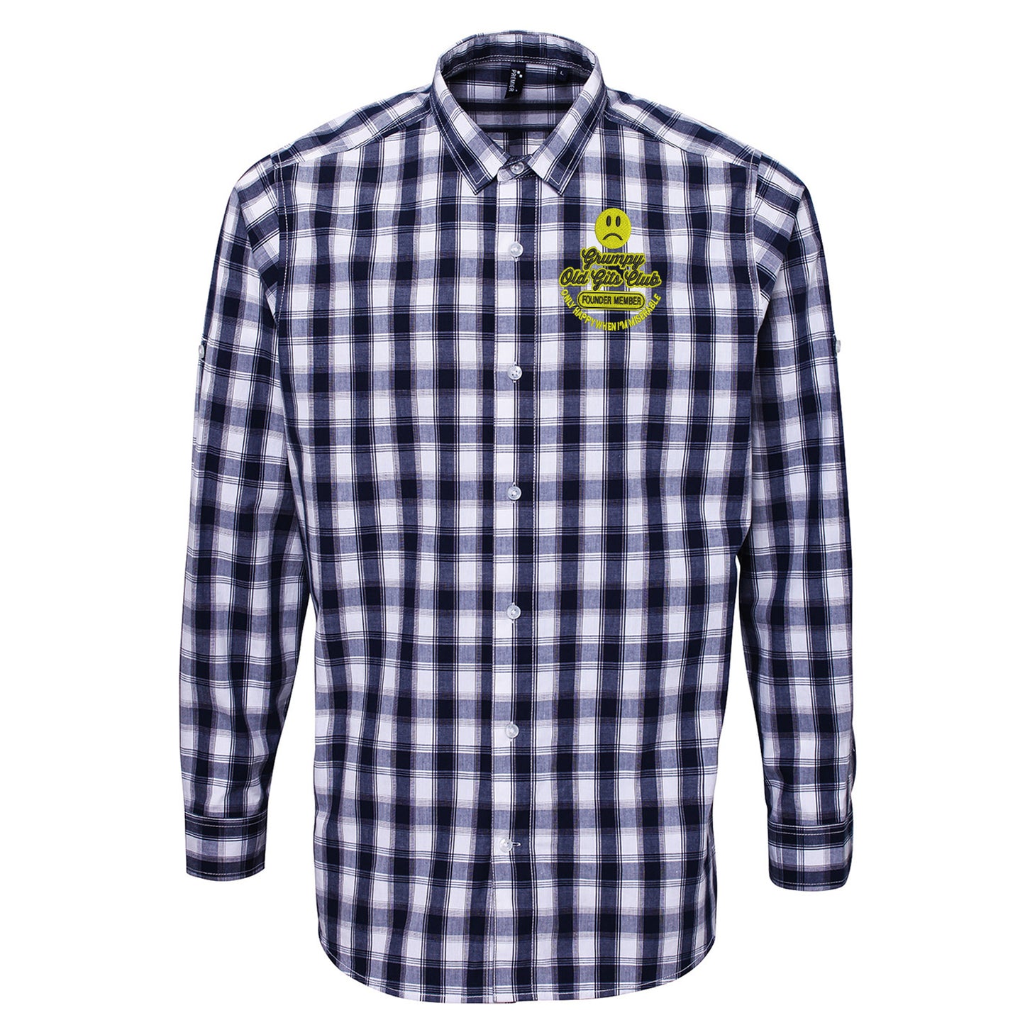 Grumpy Old Gits Club Founder Member Embroidered Long Sleeve Mulligan Check Shirt