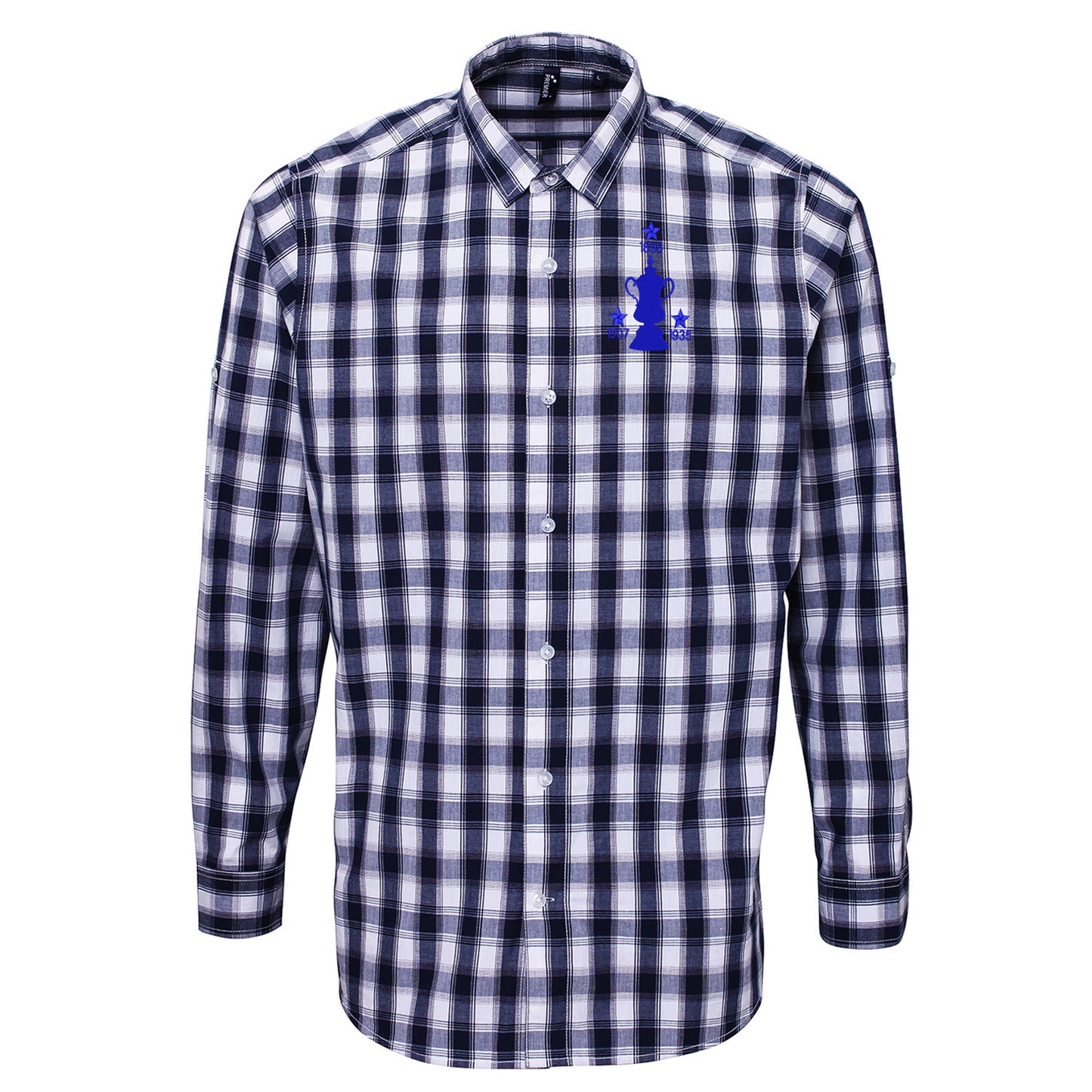 Retro Sheff Wed Three Time Cup Winners Long Sleeve Embroidered Mulligan Check Shirt