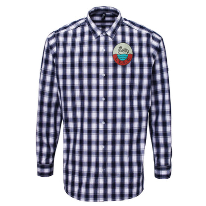 Retro Swansea 1960s Embroidered Long Sleeve Mulligan Check Shirt