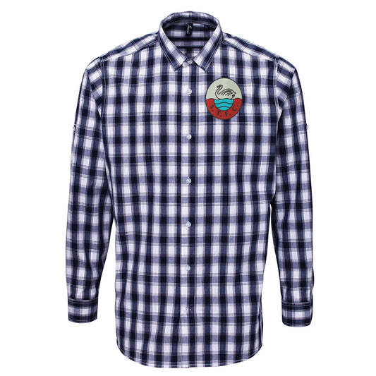 Retro Swansea 1960s Embroidered Long Sleeve Mulligan Check Shirt