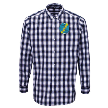 Retro Boca Juniors 1912 Embroidered Long Sleeve Mulligan Check Shirt