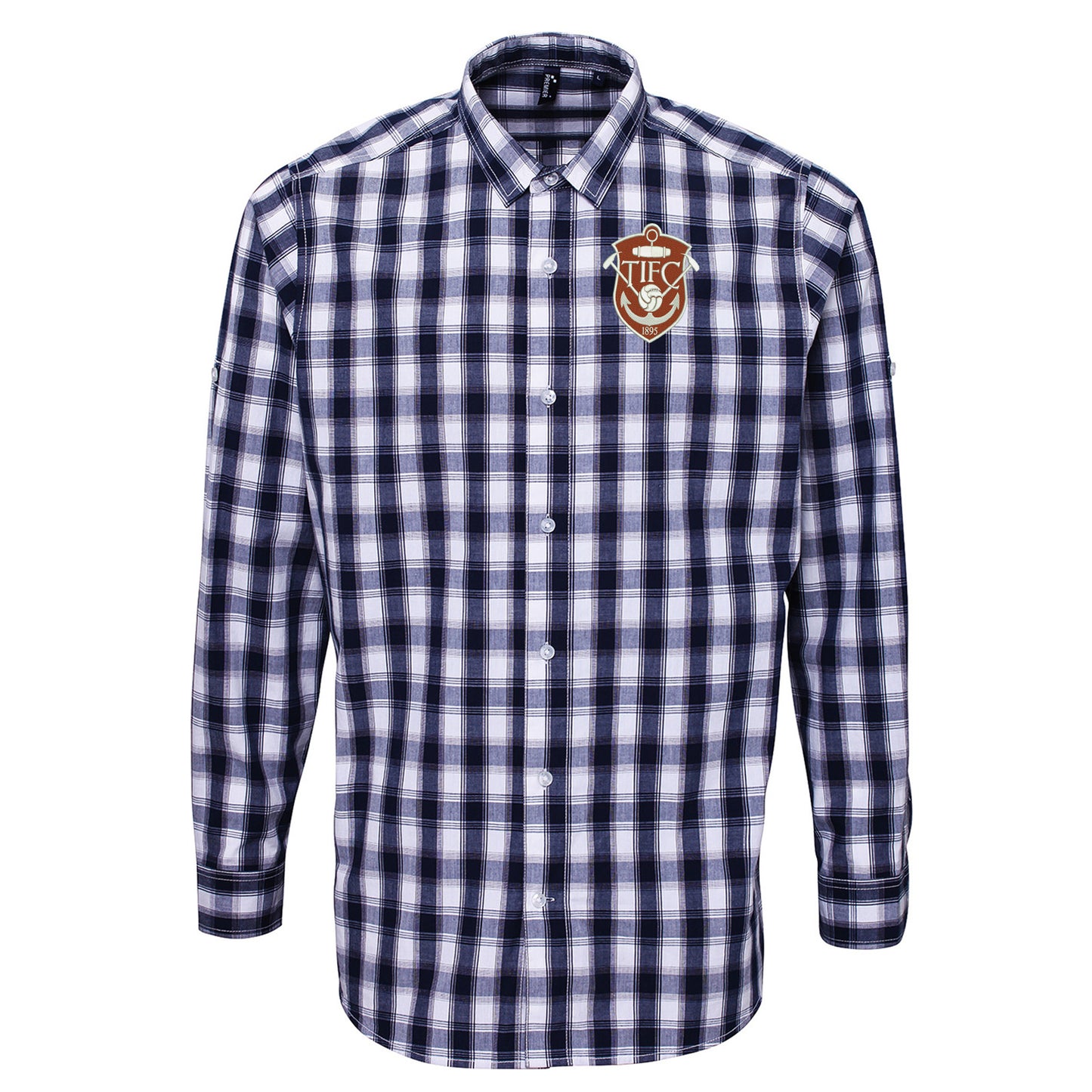 Retro Thames Ironworks FC Embroidered Long Sleeve Mulligan Check Shirt