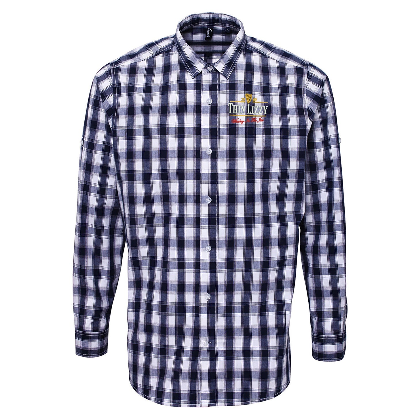 Thin Lizzy Whiskey in the Jar  Embroidered Long Sleeve Mulligan Check Shirt