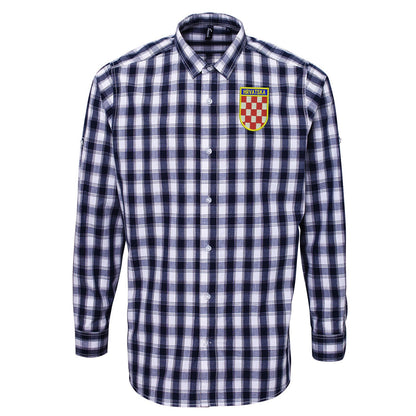 Retro Croatia 1960s Embroidered Long Sleeve Mulligan Check Shirt