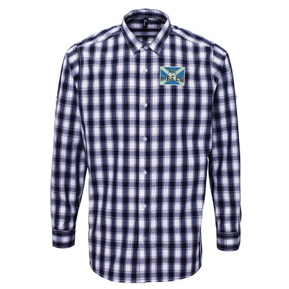 The Hibees Grunge Flag of Scotland Embroidered Long Sleeve Mulligan Check Shirt
