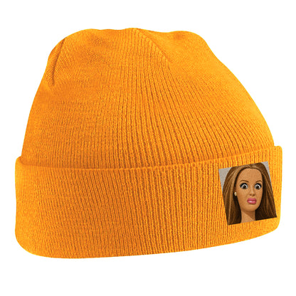 Funny Distressed Doll Face Meme Beanie Hat 