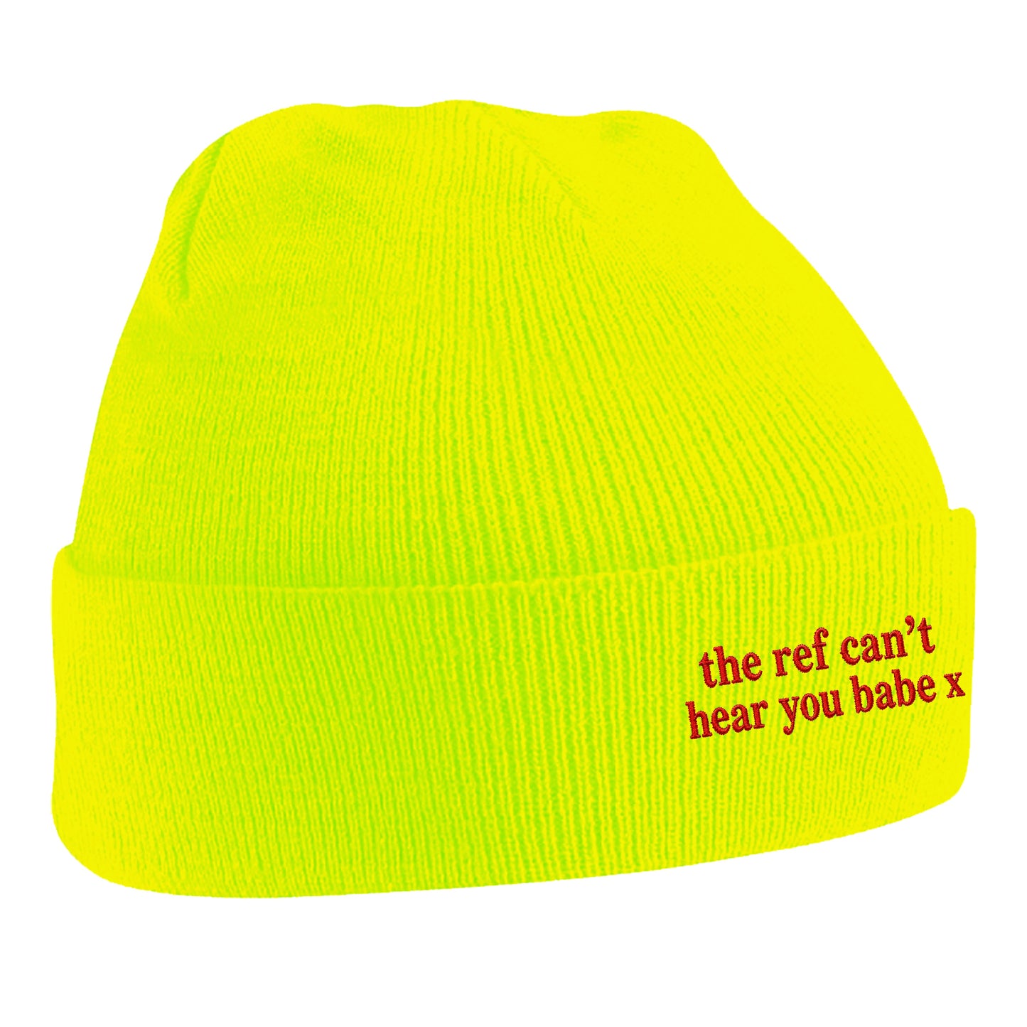 The Ref Can't Hear You Babe x Embroidered Beanie Hat