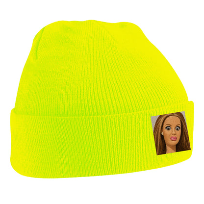 Funny Distressed Doll Face Meme Beanie Hat 