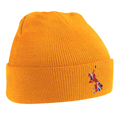 United Kingdom Flag Map Embroidered Beanie Hat