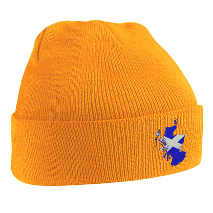 Scotland Flag Map Embroidered Beanie Hat