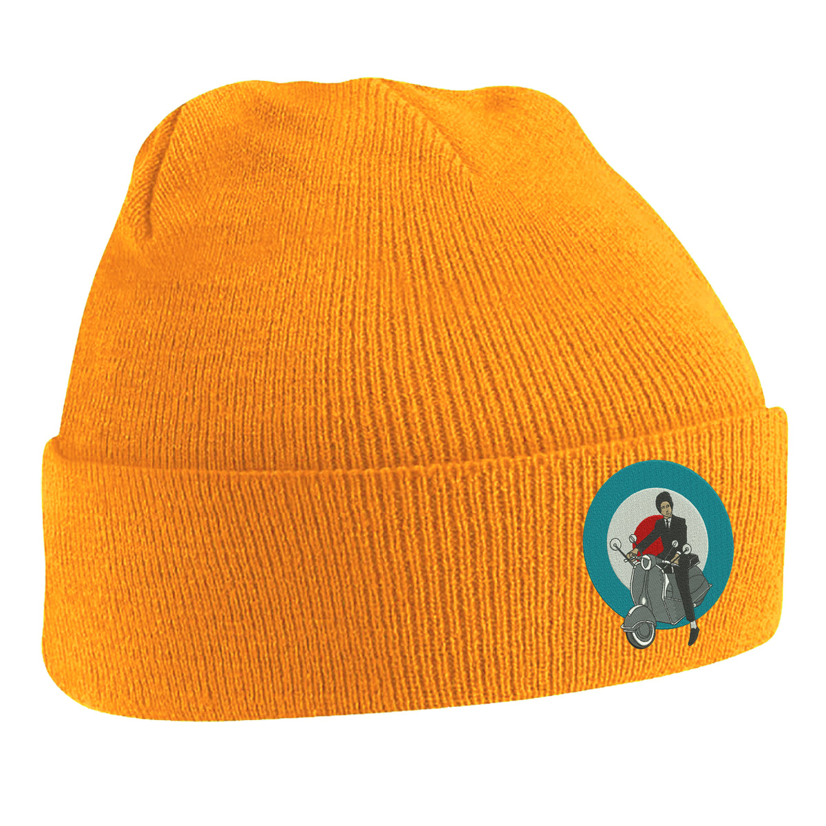 Retro MOD Scooter Embroidered Beanie Hat