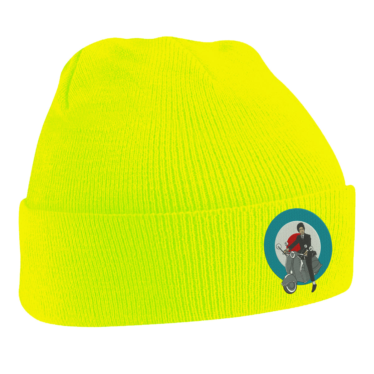 Retro MOD Scooter Embroidered Beanie Hat