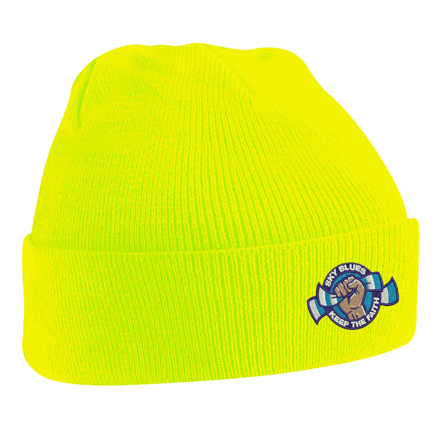 Sky Blues Keep The Faith Embroidered Beanie Hat