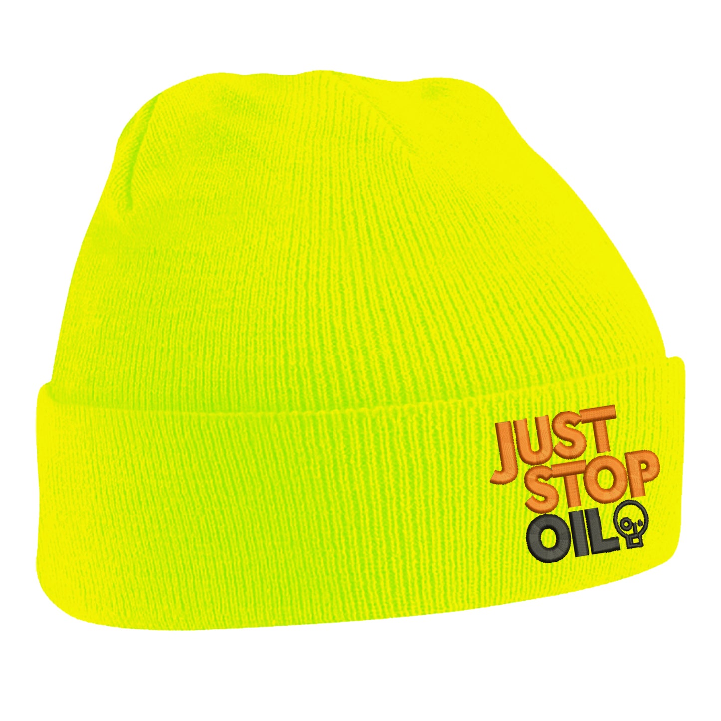 Just Stop Oil Embroidered Beanie Hat