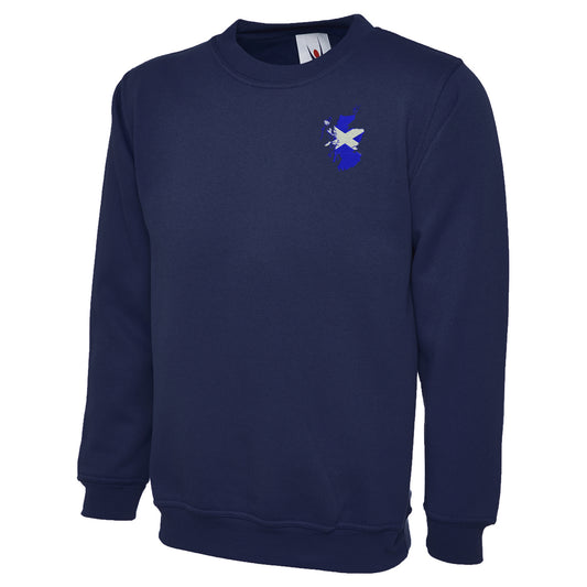 Scotland Flag Map Embroidered Classic Sweatshirt