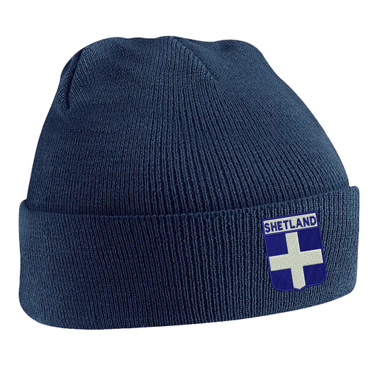Shetland Flag of Scotland Shield Beanie Hat