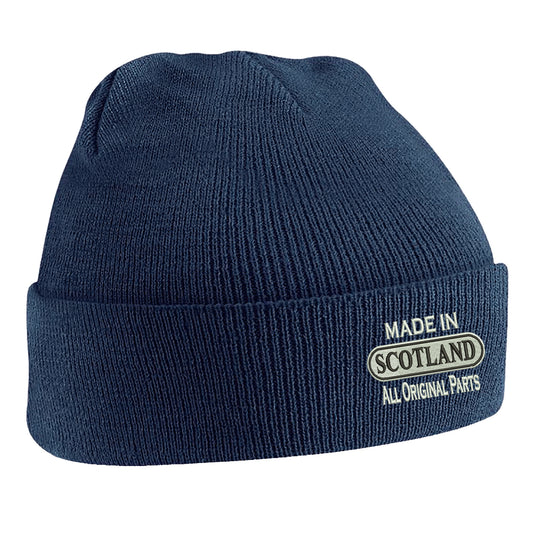 Made in Scotland All Original Parts Embroidered Beanie Hat