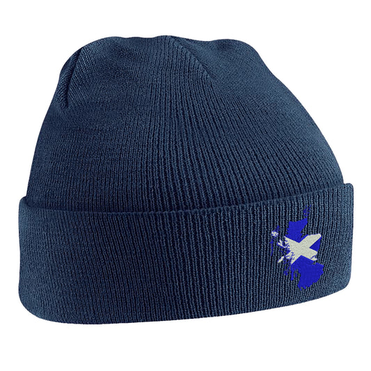 Scotland Flag Map Embroidered Beanie Hat