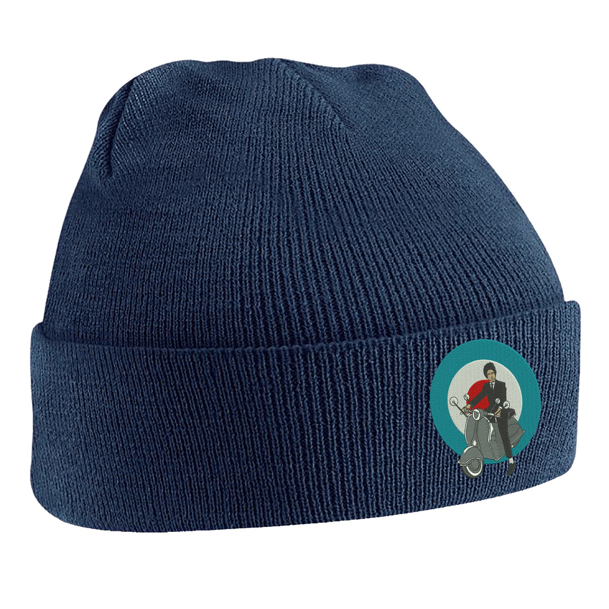 Retro MOD Scooter Embroidered Beanie Hat