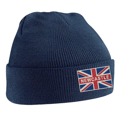 Newcastle Coloured Union Jack Flag Embroidered Beanie Hat