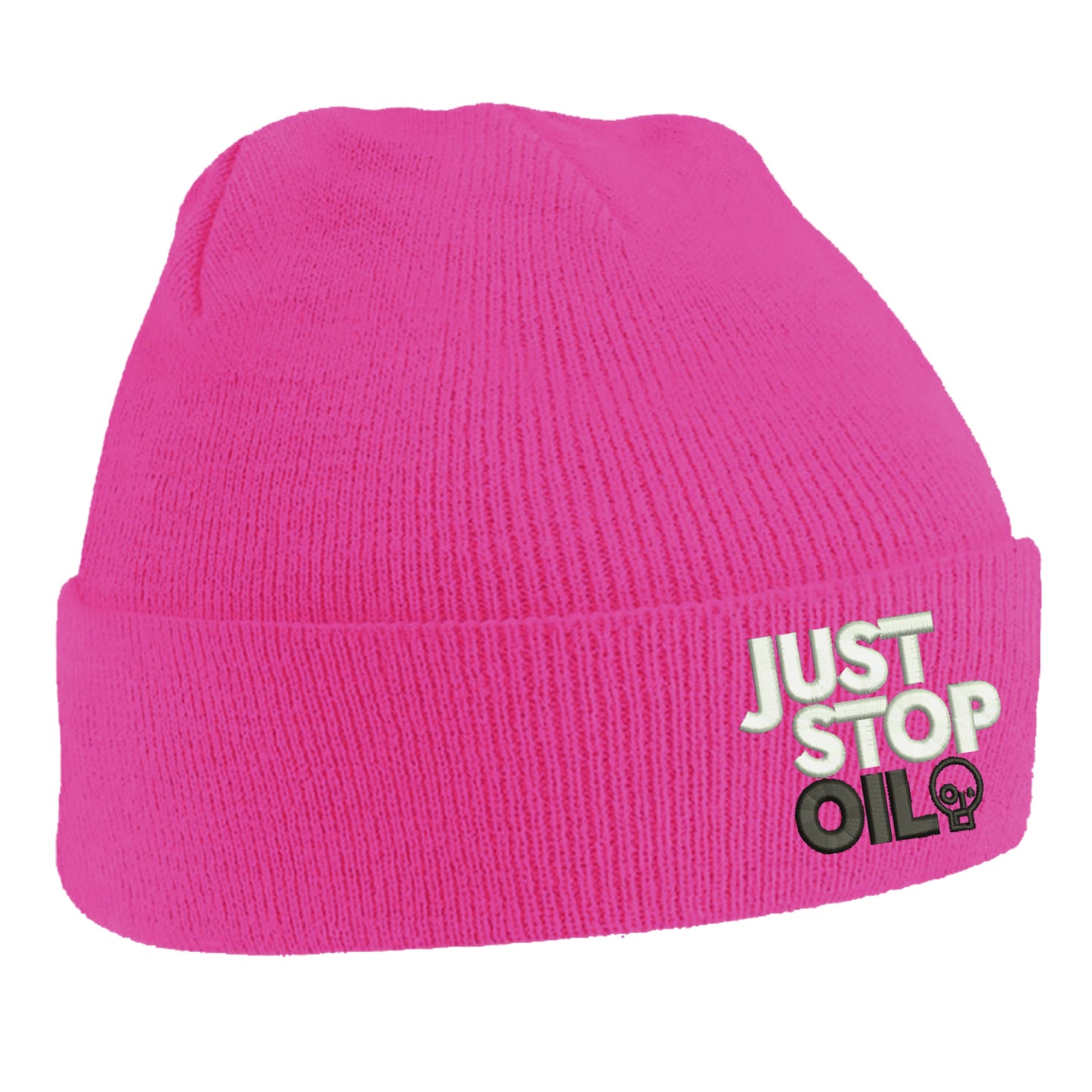 Just Stop Oil Embroidered Beanie Hat