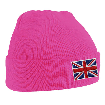 Union Jack Flag Embroidered Beanie Hat