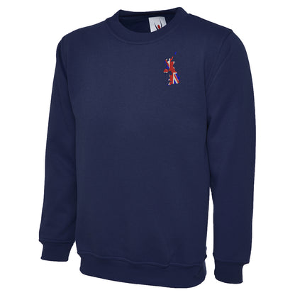 United Kingdom Flag Map Embroidered Classic Sweatshirt
