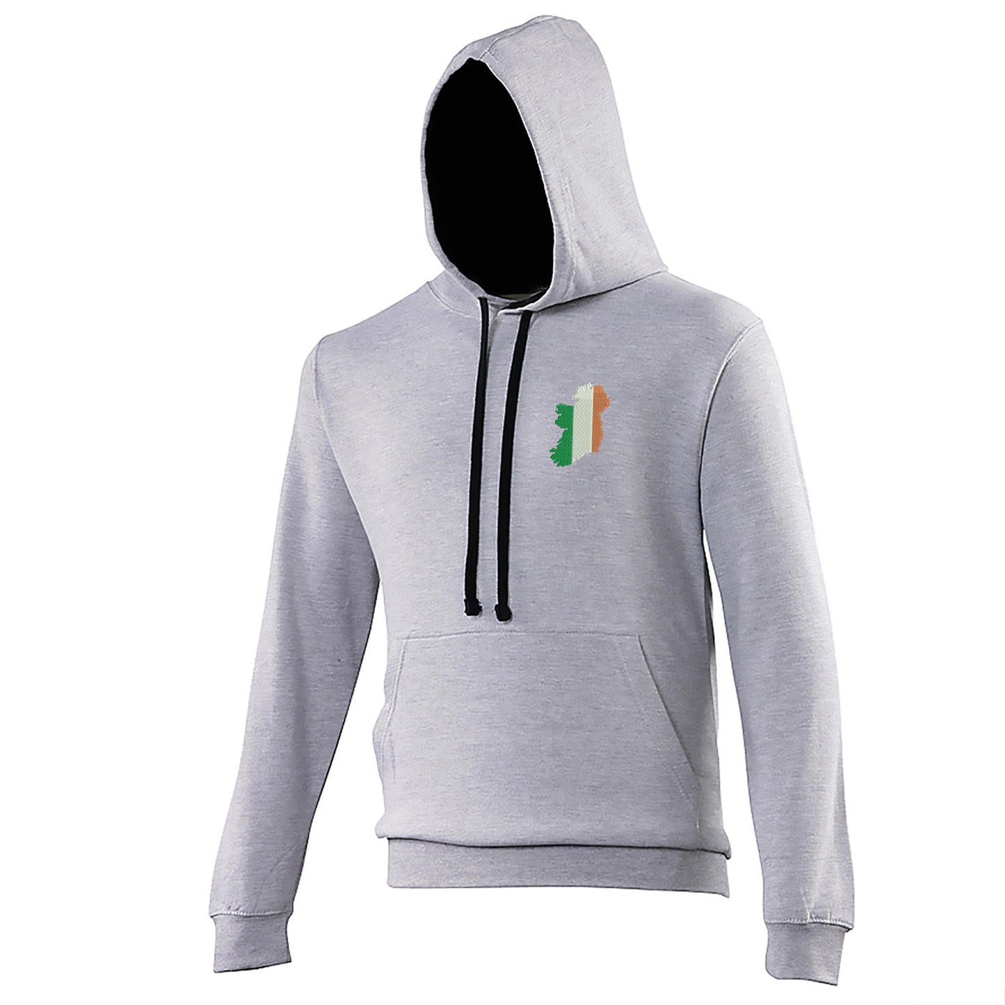 Ireland Flag Map Embroidered Contrast Hoodie