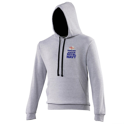 Proud to Have Served in The Royal Navy Embroidered Contrast Hoodie