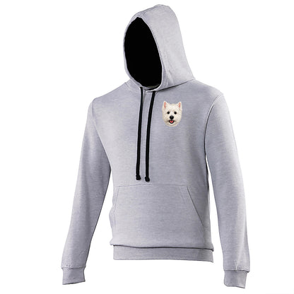 Westie Dog Face Contrast Hoodie