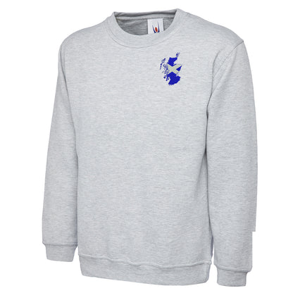 Scotland Flag Map Embroidered Classic Sweatshirt