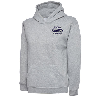 Made in Scotland All Original Parts Embroidered Children's Hoodie