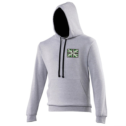 Hibs Coloured Union Jack  Embroidered Contrast Hoodie