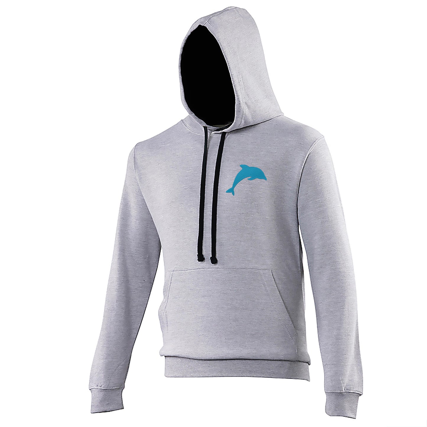 Dolphin Embroidered Contrast Hoodie