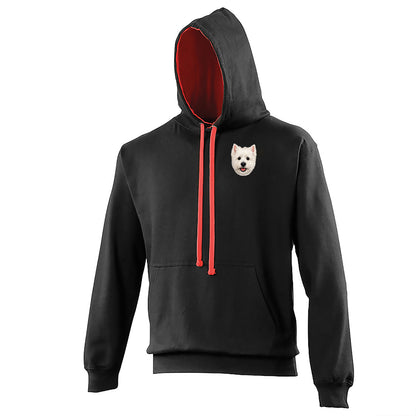 Westie Dog Face Contrast Hoodie