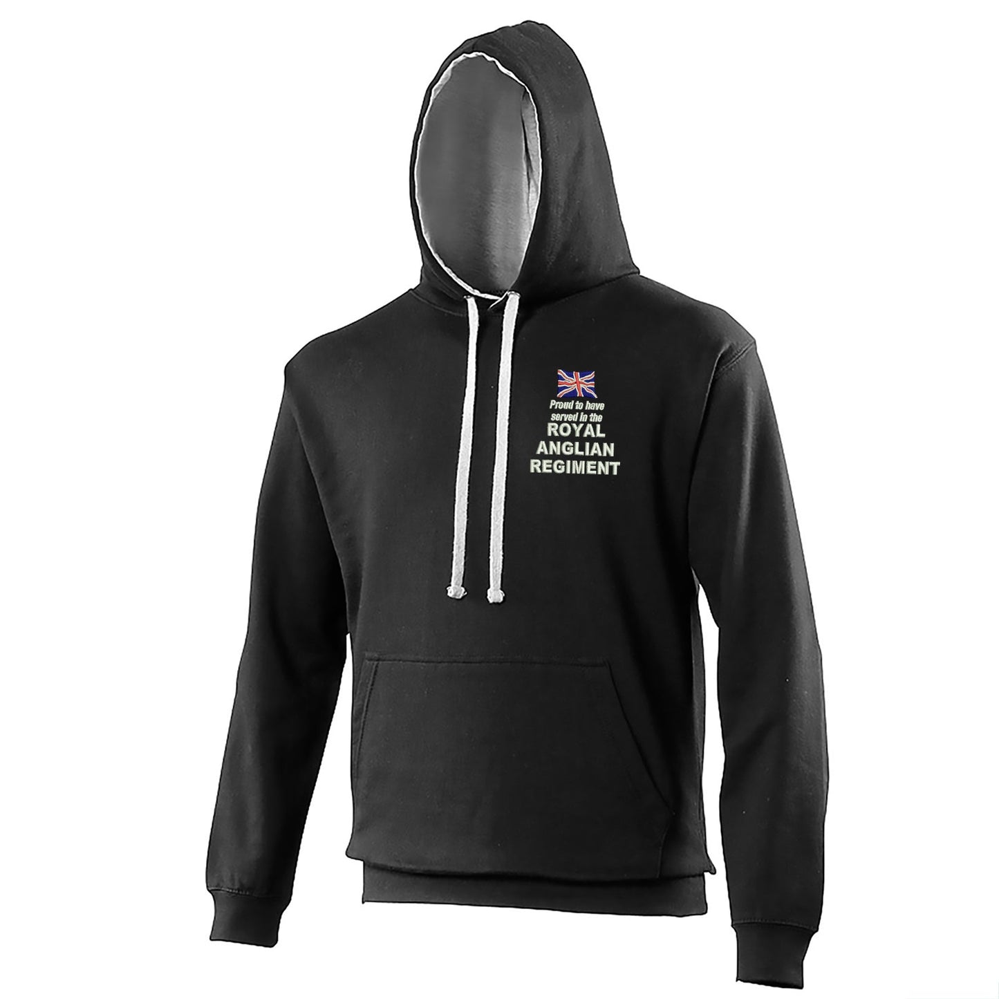 Proud to Have Served in The Royal Anglian Regiment Embroidered Contrast Hoodie