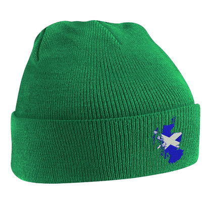 Scotland Flag Map Embroidered Beanie Hat