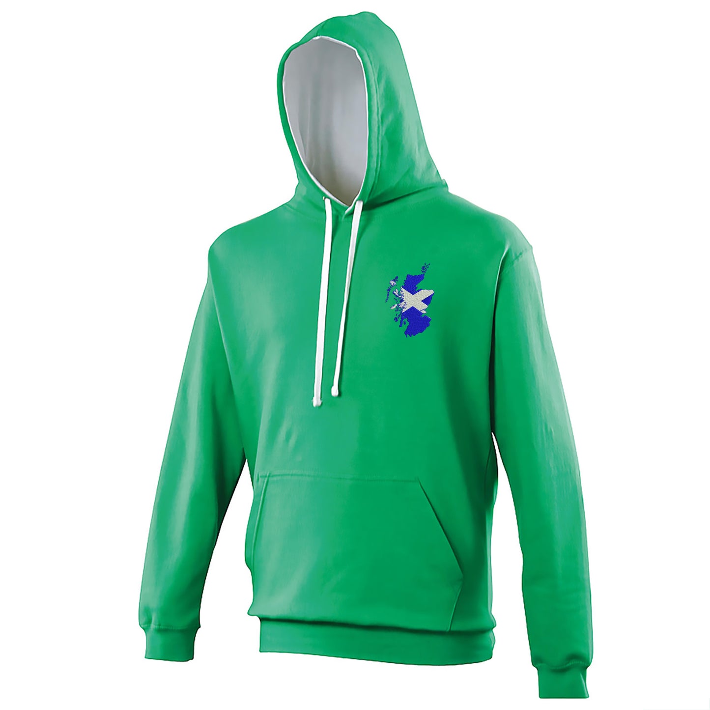 Scotland Flag Map Embroidered Contrast Hoodie