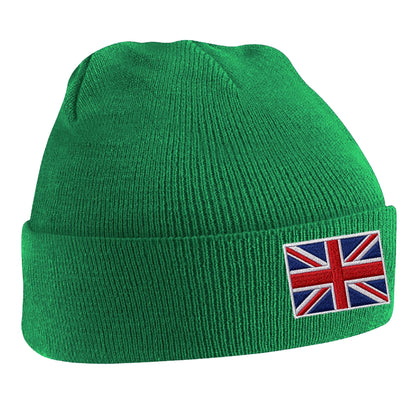 Union Jack Flag Embroidered Beanie Hat