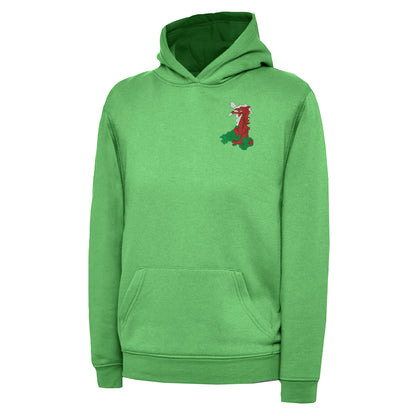 Wales Flag Map Embroidered Classic Hoodie