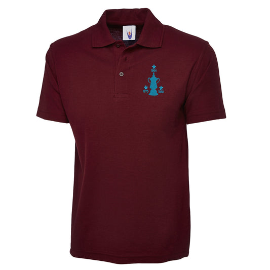 Retro West Ham Three Time Cup Winners Embroidered Classic Polo Shirt