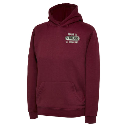 Made in Scotland All Original Parts Embroidered Children's Hoodie