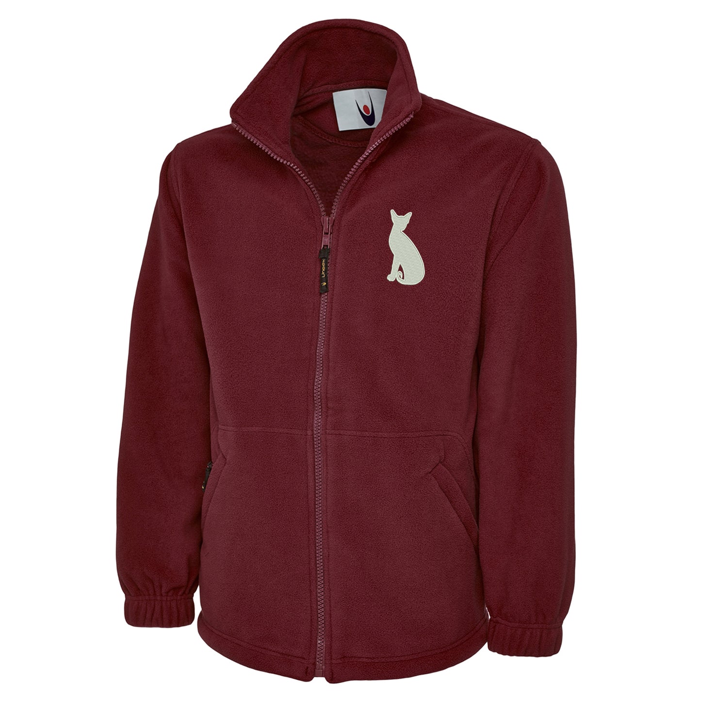 Siamese Cat Embroidered Premium Fleece Jacket