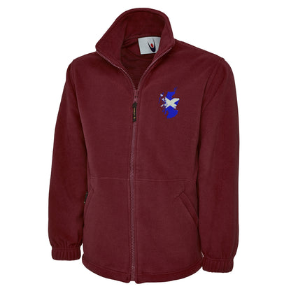 Scotland Flag Map Embroidered Premium Fleece Jacket
