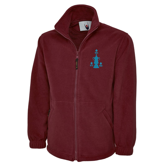 Retro West Ham Three Time Cup Winners Embroidered Premium Fleece Jacket