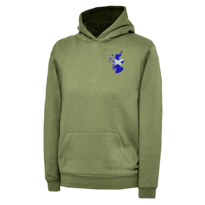 Scotland Flag Map Embroidered Children's Hoodie