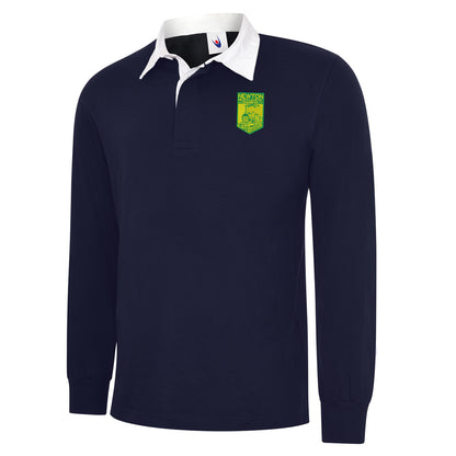 Retro Newton Heath LYR Embroidered Long Sleeve Rugby Shirt