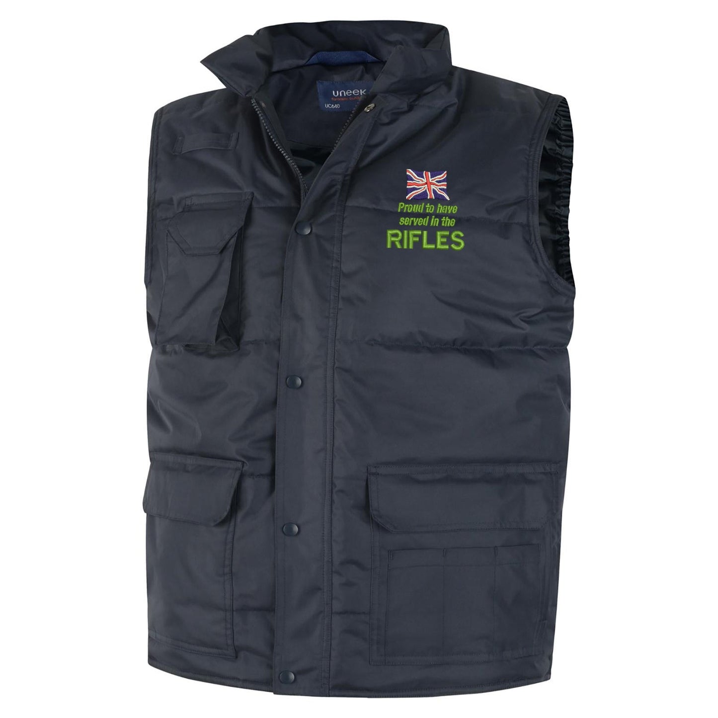 Proud to Have Served in The Rifles Embroidered Super Pro Body Warmer